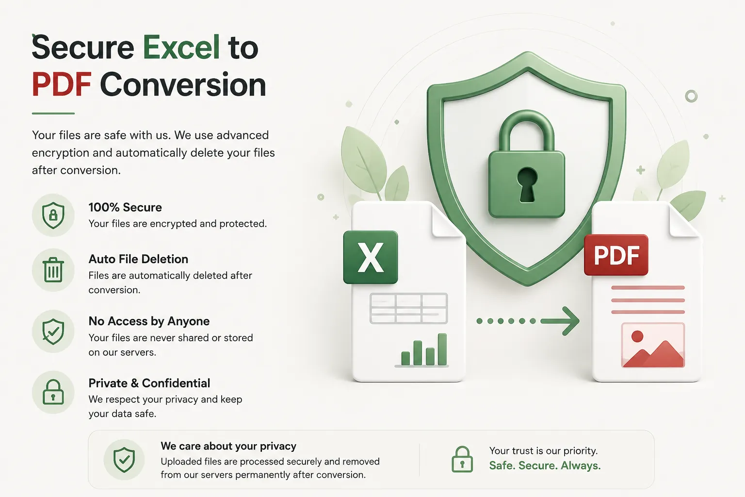 Secure Excel to PDF conversion with automatic file deletion