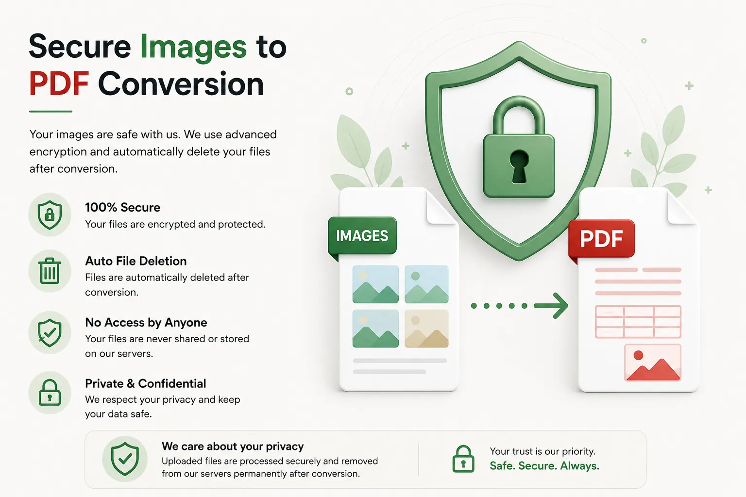 Secure Image to PDF conversion with automatic file deletion