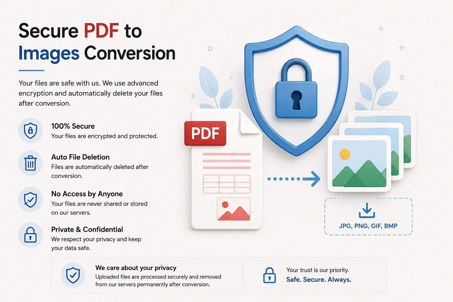 Secure PDF to Images conversion with automatic file deletion