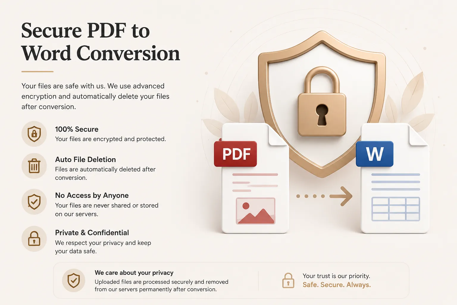 Secure PDF to Word conversion with automatic file deletion