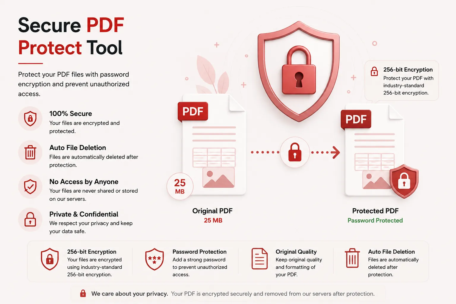 Secure PDF protection with automatic file deletion