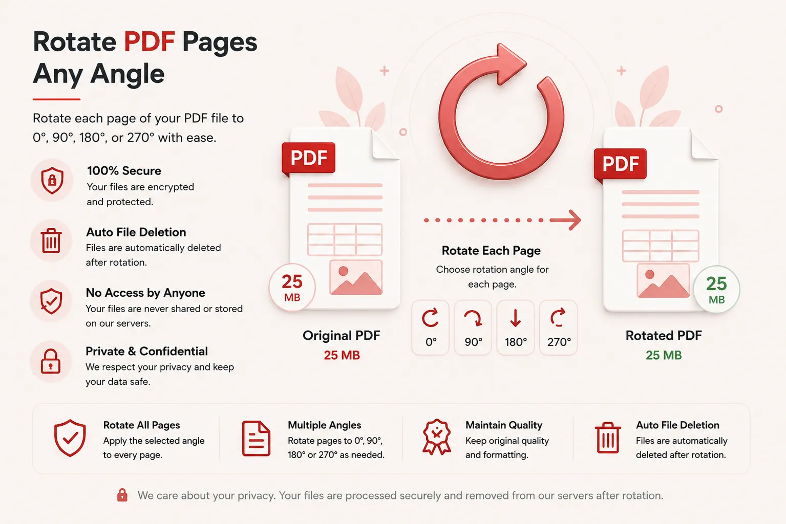 Secure PDF page rotation with automatic file deletion