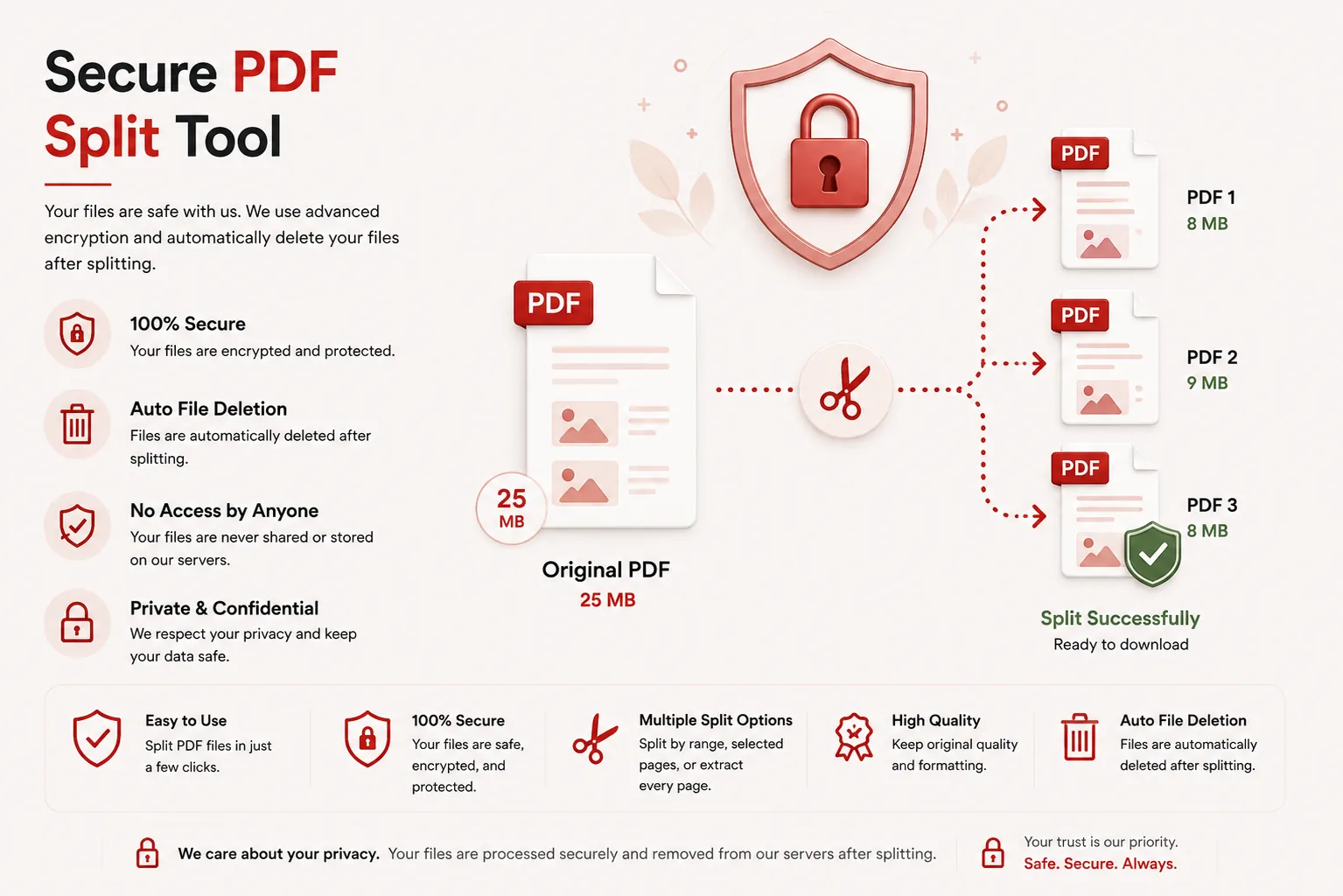 How PDF document pages are split in three steps
