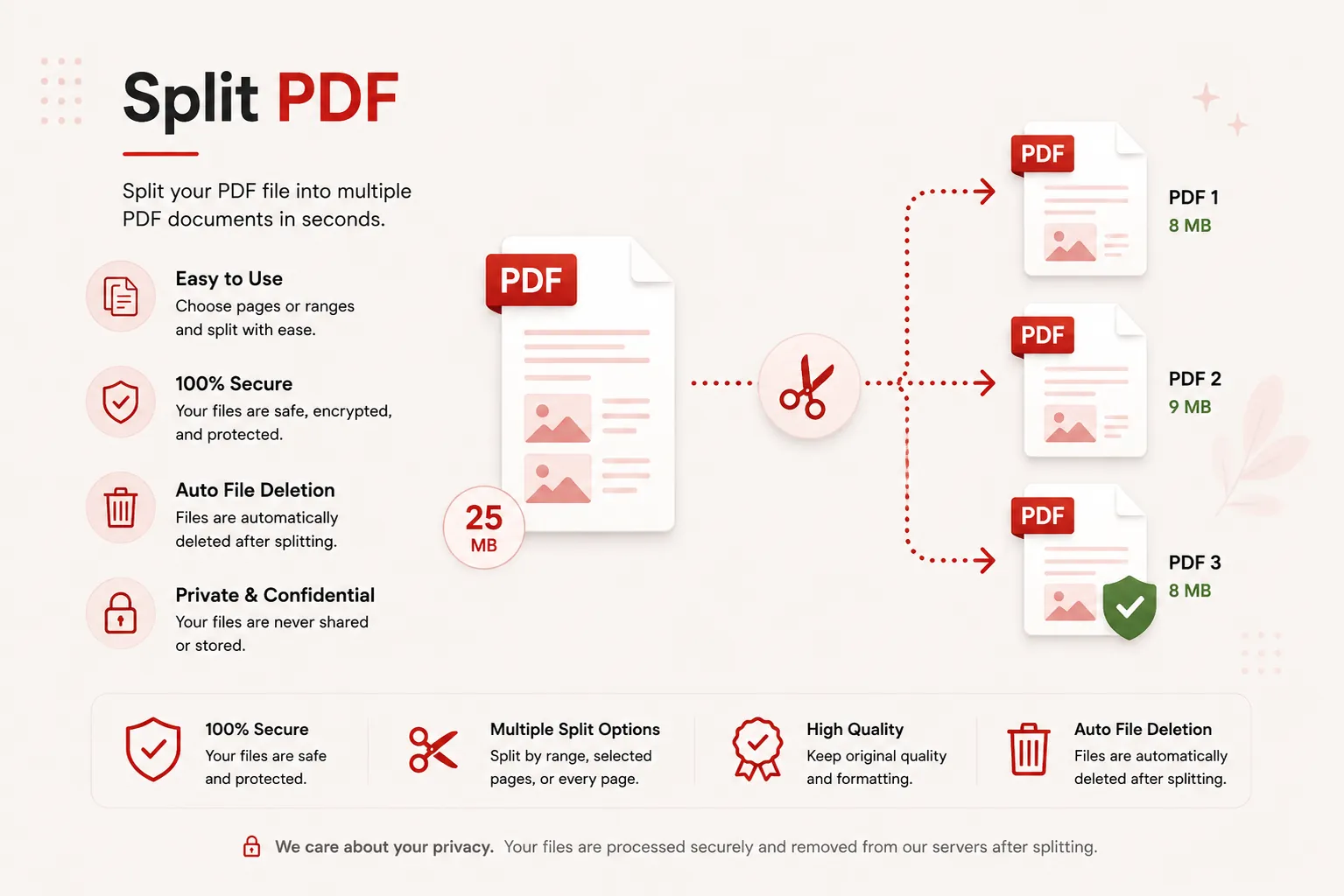 PDF document pages split and extracted online