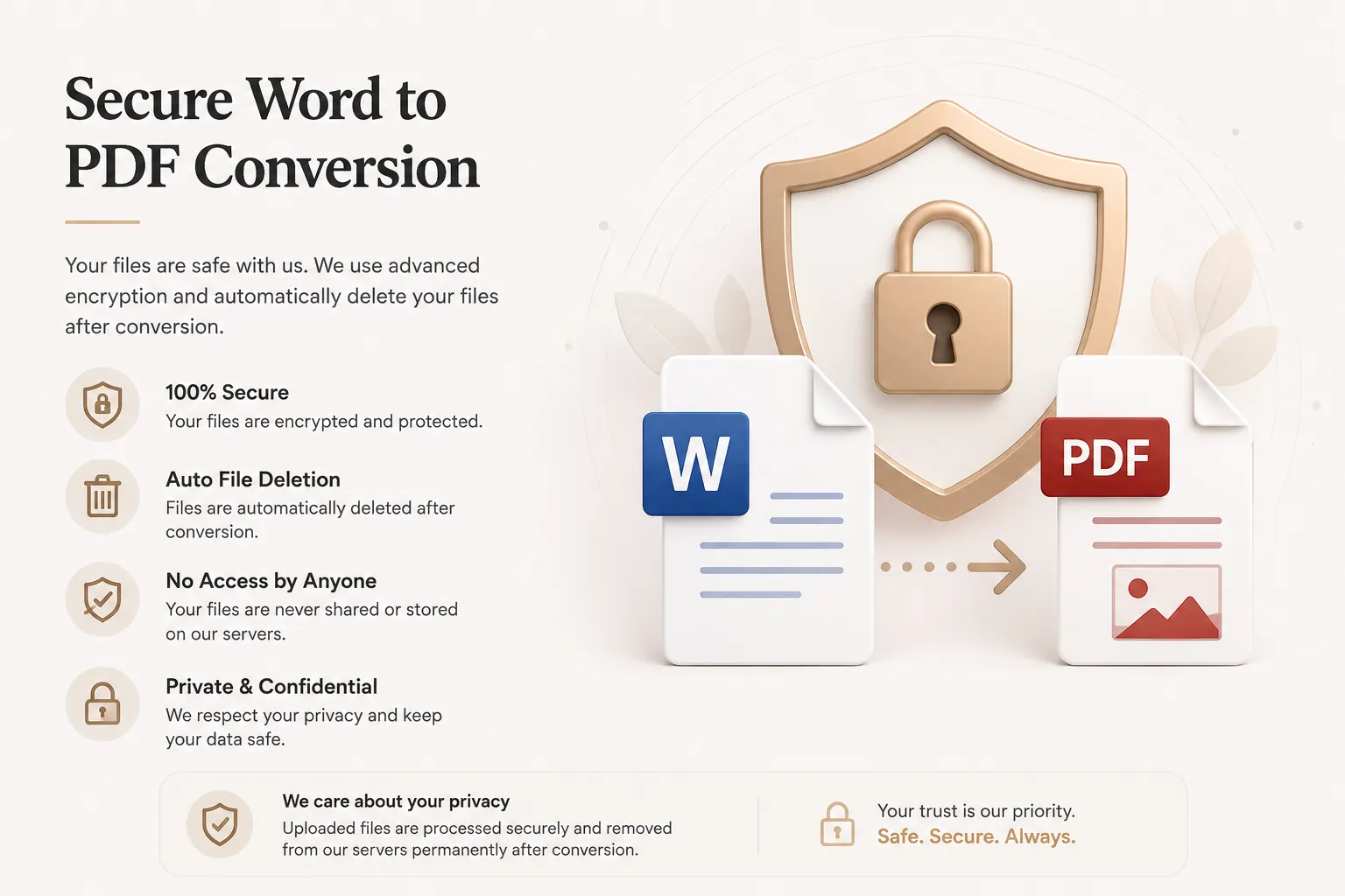 Secure Word to PDF conversion with automatic file deletion